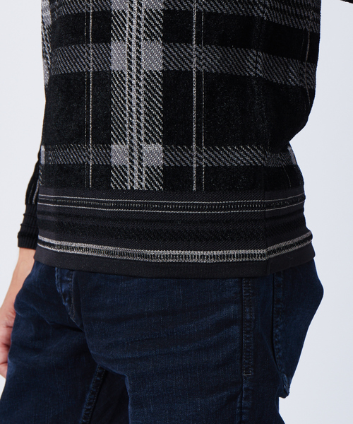 5351 POUR LES HOMMES（ゴーサンゴーイチプールオム）の「ライトタータンニット（ニット/セーター・メンズ・ホワイト/ブラック/ボルドー・44/50/48/46）」の17枚目の写真