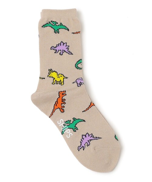 SHIPS（シップス）の「SHIPS KIDS:ダイナソー ソックス（ソックス/靴下・キッズ・ブルー/ライトグレー/オフホワイト/グリーン/ブラック/ベージュ/オレンジ/ネイビー/ライトブルー/レッド・LARGE/MEDIUM/SMALL）」の4枚目の写真