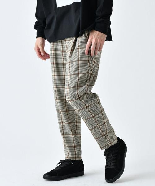 Lui's(ルイス)の「千鳥チェックスリムテーパードパンツ(パンツ)」|ベージュ