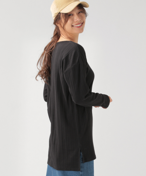 BAYFLOW(ベイフロー)の「リブロングTシャツ(Tシャツ/カットソー・レディース・ブラック/ベージュ/ブラウン/オフホワイト・SMALL/MEDIUM)」の16枚目の写真