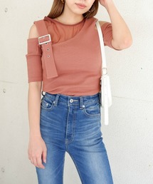 SPIRALGIRL | アシンメトリーシースルートップス(Tシャツ/カットソー)