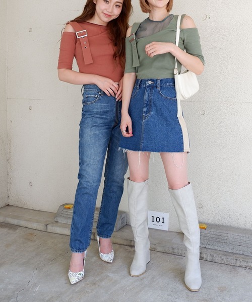 SPIRALGIRL（スパイラルガール）の「アシンメトリーシースルートップス（Tシャツ/カットソー・レディース・グリーン/ブラウン/ブラック・FREE）」の18枚目の写真