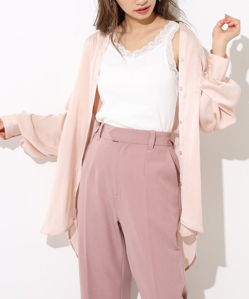 one after another NICE CLAUP（ワンアフターアナザーナイスクラップ）の「ノーカラーゆるシルエットシャツ（シャツ/ブラウス・レディース・ベージュ/ミント/ブラウン系その他/ピンクベージュ/ブラウン系その他2・FREE）」の5枚目の写真