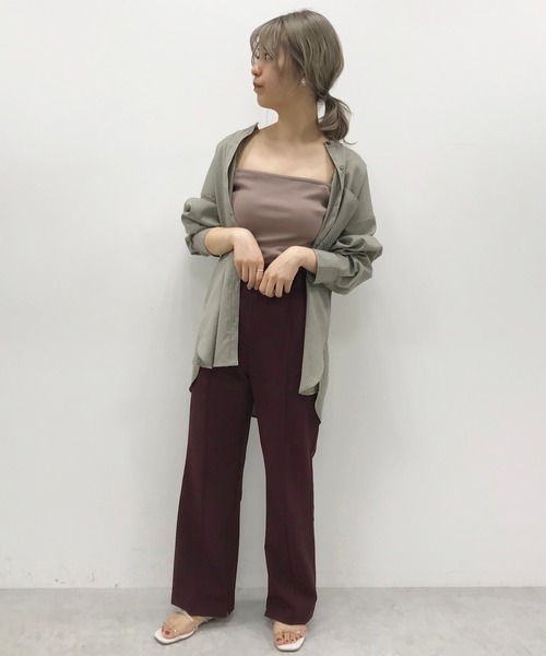 one after another NICE CLAUP（ワンアフターアナザーナイスクラップ）の「ノーカラーゆるシルエットシャツ（シャツ/ブラウス・レディース・ベージュ/ミント/ブラウン系その他/ピンクベージュ/ブラウン系その他2・FREE）」の21枚目の写真