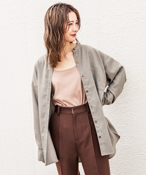 one after another NICE CLAUP（ワンアフターアナザーナイスクラップ）の「ノーカラーゆるシルエットシャツ（シャツ/ブラウス・レディース・ベージュ/ミント/ブラウン系その他/ピンクベージュ/ブラウン系その他2・FREE）」の8枚目の写真