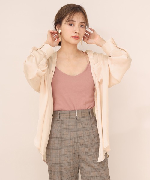 one after another NICE CLAUP（ワンアフターアナザーナイスクラップ）の「ノーカラーゆるシルエットシャツ（シャツ/ブラウス・レディース・ベージュ/ミント/ブラウン系その他/ピンクベージュ/ブラウン系その他2・FREE）」の14枚目の写真