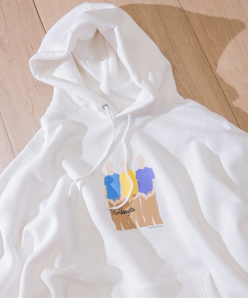 Mark Gonzales(マーク・ゴンザレス)の「【h】〔Mark Gonzales/マーク・ゴンザレス〕Skaters Pt. BIG HOODIE CVC裏毛パーカー(パーカー・メンズ・ホワイト/ブラック/パープル・LARGE/MEDIUM)」の4枚目の写真