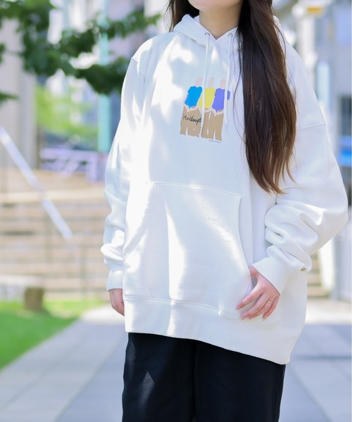 Mark Gonzales(マーク・ゴンザレス)の「【h】〔Mark Gonzales/マーク・ゴンザレス〕Skaters Pt. BIG HOODIE CVC裏毛パーカー(パーカー・メンズ・ホワイト/ブラック/パープル・LARGE/MEDIUM)」の19枚目の写真