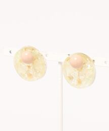【stella】シェルとお花のプレートイヤリング