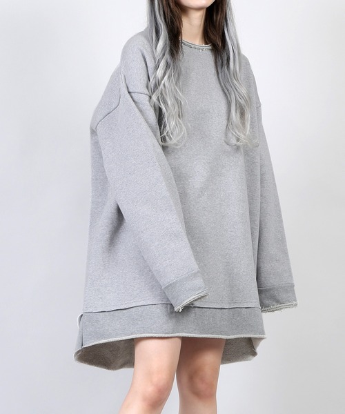 DING(ディング)の「DING/裏起毛ビッグスウェット(スウェット・レディース・ブラック/グレー/カーキ・FREE)」の2枚目の写真