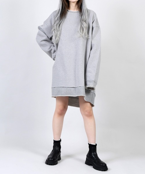 DING(ディング)の「DING/裏起毛ビッグスウェット(スウェット・レディース・ブラック/グレー/カーキ・FREE)」の4枚目の写真