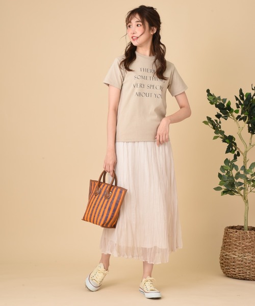 SOMETHING(サムシング)の「【SOMETHING】MESSAGE PRINT T-SHIRT HS(Tシャツ/カットソー・レディース・ホワイト/ベージュ/スモークピンク・FREE)」の9枚目の写真