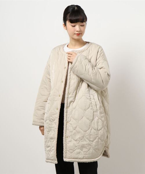 ADAM ET ROPE リバーシブルノーカラーコート Adam et Rope' Le Magasin（アダムエロペルマガザン）の