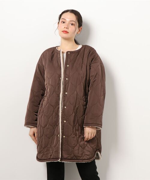 ADAM ET ROPE リバーシブルノーカラーコート Adam et Rope' Le Magasin（アダムエロペルマガザン）の