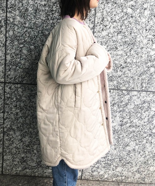 ADAM ET ROPE リバーシブルノーカラーコート
