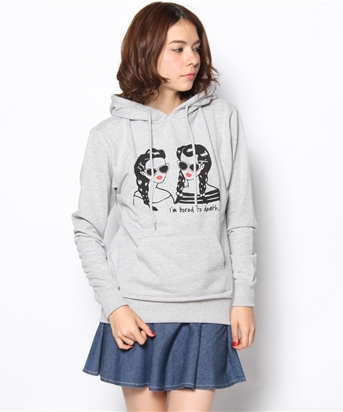 WEGO（ウィゴー）の「WEGO/ガールプリントスウェットパーカー（パーカー・レディース・アイボリー/杢グレー/ネイビー/ライトパープル・FREE）」の3枚目の写真