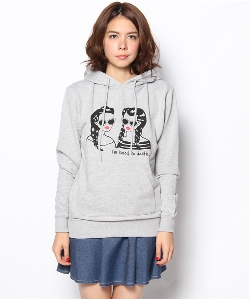 WEGO（ウィゴー）の「WEGO/ガールプリントスウェットパーカー（パーカー・レディース・アイボリー/杢グレー/ネイビー/ライトパープル・FREE）」の9枚目の写真