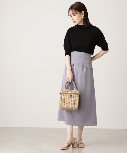 N.（N. Natural Beauty Basic）（エヌエヌナチュラルビューティーベーシック）の「【追加生産】◆プレーティング天竺ボトルネックパフ袖ニット（ニット/セーター・レディース・ブラック/ブラウン/オフホワイト/ピンク/ライトグリーン/レッド/ホワイト×ネイビー/ベージュ/グリーン・MEDIUM）」の14枚目の写真