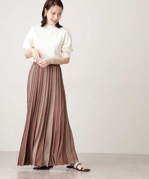 N.（N. Natural Beauty Basic）（エヌエヌナチュラルビューティーベーシック）の「【追加生産】◆プレーティング天竺ボトルネックパフ袖ニット（ニット/セーター・レディース・ブラック/ブラウン/オフホワイト/ピンク/ライトグリーン/レッド/ホワイト×ネイビー/ベージュ/グリーン・MEDIUM）」の19枚目の写真