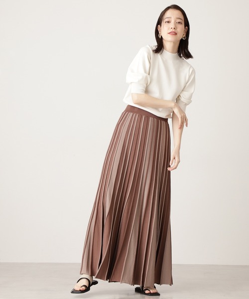 N.（N. Natural Beauty Basic）（エヌエヌナチュラルビューティーベーシック）の「【追加生産】◆プレーティング天竺ボトルネックパフ袖ニット（ニット/セーター・レディース・ブラック/ブラウン/オフホワイト/ピンク/ライトグリーン/レッド/ホワイト×ネイビー/ベージュ/グリーン・MEDIUM）」の12枚目の写真