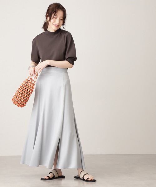 N.（N. Natural Beauty Basic）（エヌエヌナチュラルビューティーベーシック）の「【追加生産】◆プレーティング天竺ボトルネックパフ袖ニット（ニット/セーター・レディース・ブラック/ブラウン/オフホワイト/ピンク/ライトグリーン/レッド/ホワイト×ネイビー/ベージュ/グリーン・MEDIUM）」の18枚目の写真