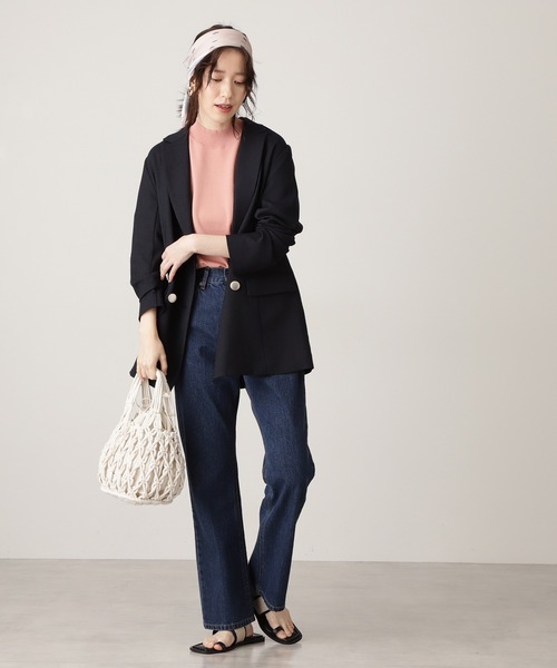 N.（N. Natural Beauty Basic）（エヌエヌナチュラルビューティーベーシック）の「【追加生産】◆プレーティング天竺ボトルネックパフ袖ニット（ニット/セーター・レディース・ブラック/ブラウン/オフホワイト/ピンク/ライトグリーン/レッド/ホワイト×ネイビー/ベージュ/グリーン・MEDIUM）」の13枚目の写真