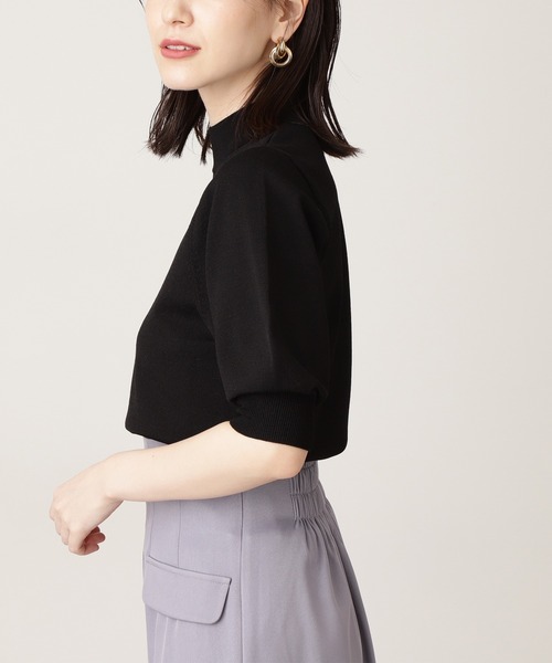 N.（N. Natural Beauty Basic）（エヌエヌナチュラルビューティーベーシック）の「【追加生産】◆プレーティング天竺ボトルネックパフ袖ニット（ニット/セーター・レディース・ブラック/ブラウン/オフホワイト/ピンク/ライトグリーン/レッド/ホワイト×ネイビー/ベージュ/グリーン・MEDIUM）」の15枚目の写真