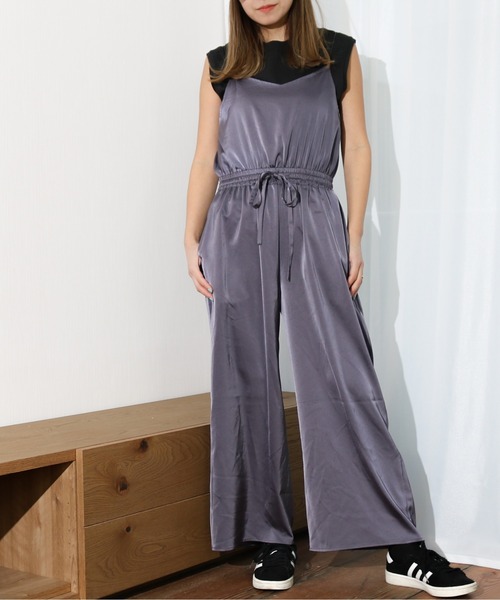 Per sist ence(パーシエンス)の「Per sist ence/パーシエンス ワッシャーサテンサロペット(サロペット/オーバーオール・レディース・ベージュ/チャコールグレー/ブラック・FREE)」の3枚目の写真