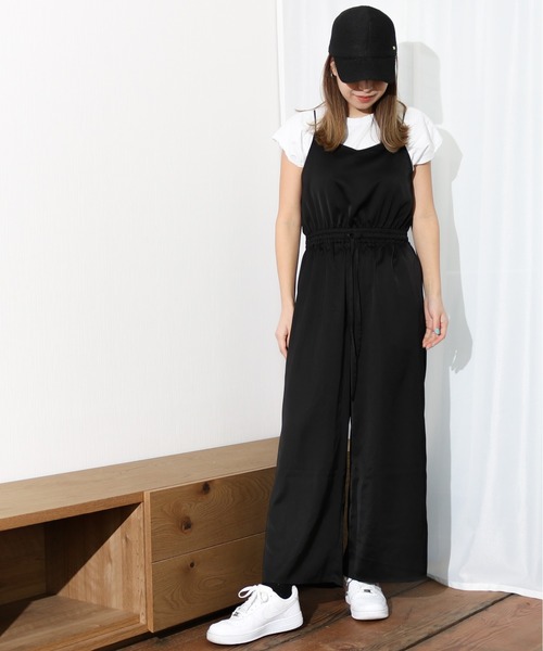 Per sist ence(パーシエンス)の「Per sist ence/パーシエンス ワッシャーサテンサロペット(サロペット/オーバーオール・レディース・ベージュ/チャコールグレー/ブラック・FREE)」の6枚目の写真