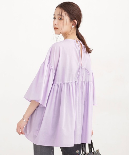 our 柔らかな透け感、リボンギャザーブラウス 柔らかな透け感、リボンギャザーブラウス – OURHOME