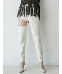 カラーサイドダメージペグトップパンツ