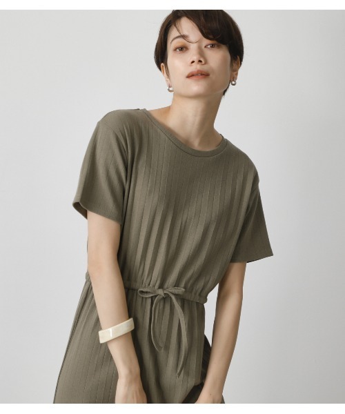 AZUL by moussy(アズールバイマウジー)の「RIB BLOUSING ONEPIECE/リブブラウジングワンピース(ワンピース・レディース・ブラック/ライトベージュ/カーキ/ダークオレンジ・MEDIUM/SMALL)」の7枚目の写真