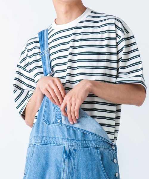 WEGO（ウィゴー）の「WEGO/マルチボーダー半袖ビッグT（Tシャツ/カットソー・メンズ・ブルー系その他5/ホワイト系その他5/ブラウン系その他5・MEDIUM/LARGE）」の2枚目の写真