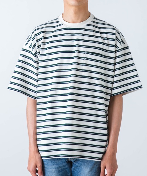 WEGO（ウィゴー）の「WEGO/マルチボーダー半袖ビッグT（Tシャツ/カットソー・メンズ・ブルー系その他5/ホワイト系その他5/ブラウン系その他5・MEDIUM/LARGE）」の13枚目の写真