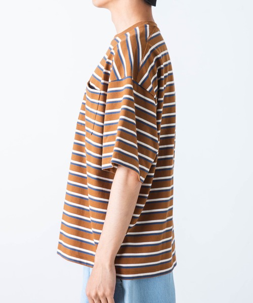 WEGO（ウィゴー）の「WEGO/マルチボーダー半袖ビッグT（Tシャツ/カットソー・メンズ・ブルー系その他5/ホワイト系その他5/ブラウン系その他5・MEDIUM/LARGE）」の16枚目の写真