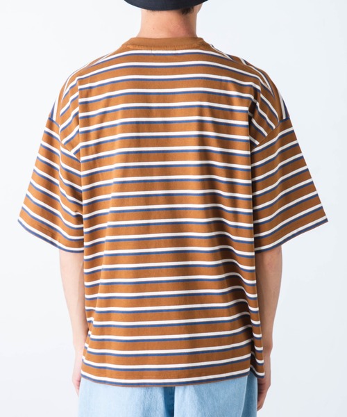 WEGO（ウィゴー）の「WEGO/マルチボーダー半袖ビッグT（Tシャツ/カットソー・メンズ・ブルー系その他5/ホワイト系その他5/ブラウン系その他5・MEDIUM/LARGE）」の17枚目の写真