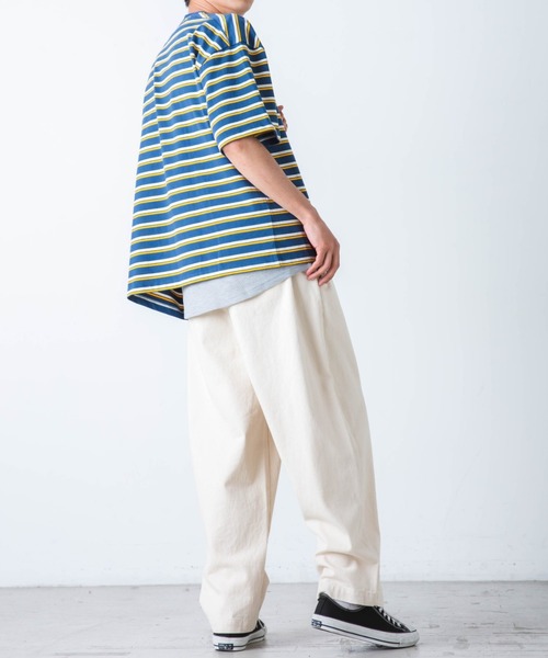 WEGO（ウィゴー）の「WEGO/マルチボーダー半袖ビッグT（Tシャツ/カットソー・メンズ・ブルー系その他5/ホワイト系その他5/ブラウン系その他5・MEDIUM/LARGE）」の10枚目の写真