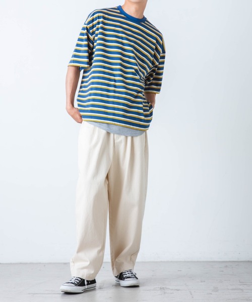 WEGO（ウィゴー）の「WEGO/マルチボーダー半袖ビッグT（Tシャツ/カットソー・メンズ・ブルー系その他5/ホワイト系その他5/ブラウン系その他5・MEDIUM/LARGE）」の12枚目の写真