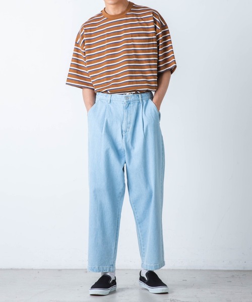 WEGO（ウィゴー）の「WEGO/マルチボーダー半袖ビッグT（Tシャツ/カットソー・メンズ・ブルー系その他5/ホワイト系その他5/ブラウン系その他5・MEDIUM/LARGE）」の7枚目の写真