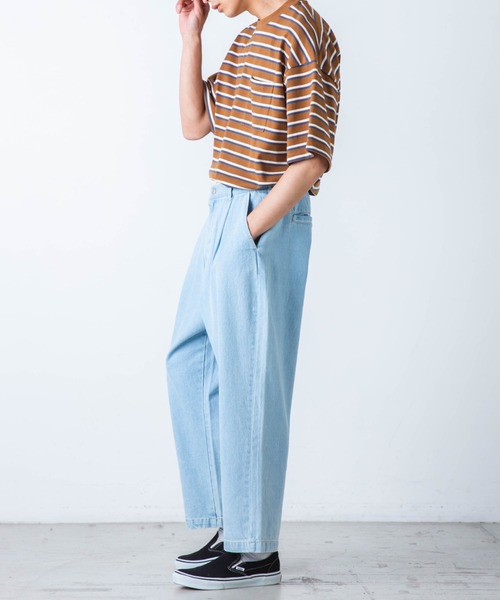 WEGO（ウィゴー）の「WEGO/マルチボーダー半袖ビッグT（Tシャツ/カットソー・メンズ・ブルー系その他5/ホワイト系その他5/ブラウン系その他5・MEDIUM/LARGE）」の8枚目の写真