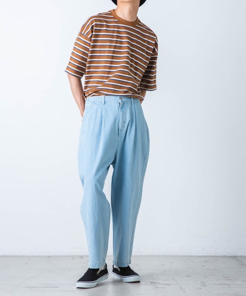 WEGO（ウィゴー）の「WEGO/マルチボーダー半袖ビッグT（Tシャツ/カットソー・メンズ・ブルー系その他5/ホワイト系その他5/ブラウン系その他5・MEDIUM/LARGE）」の9枚目の写真