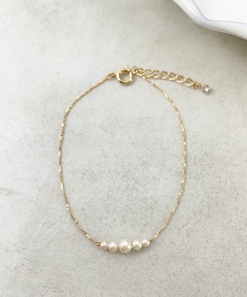Three Four Time（ｽﾘｰﾌｫｰﾀｲﾑ）の「グラデパールブレスレット（ブレスレット・レディース・ゴールド/ピンクゴールド・FREE）」の5枚目の写真