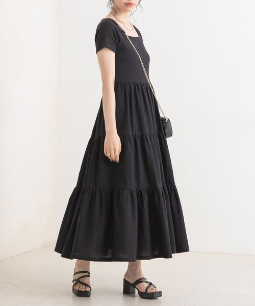 Newlyme(ニューリーミー)の「リブティアードワンピース(ワンピース・レディース・ブラック/ホワイト・MEDIUM/LARGE)」の7枚目の写真