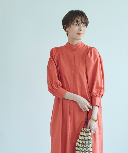 titivate(ティティベイト)の「ハーフスリーブシャツワンピース(シャツワンピース・レディース・ホワイト/ライトベージュ/ブラック/オレンジ・M)」の4枚目の写真