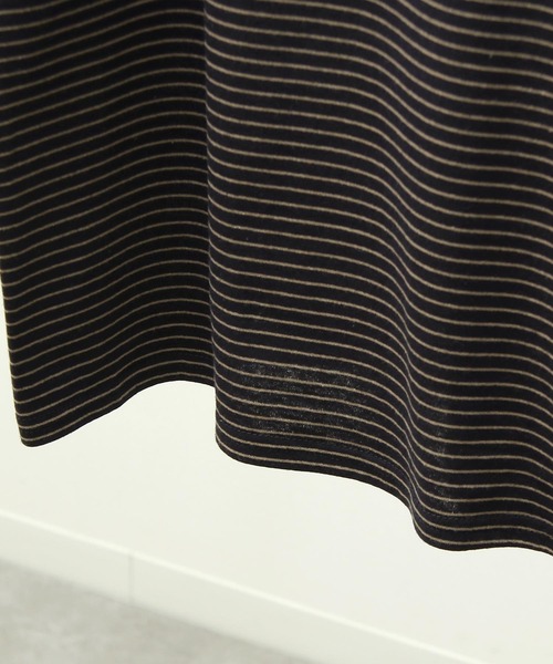 Chillfar(チルファー)の「ボーダーリンガーTシャツ(Tシャツ/カットソー・レディース・ホワイト/ネイビー/カーキ/モカ/クリーム/ホワイト系/ブラック・FREE)」の8枚目の写真