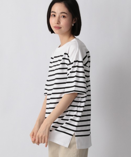 LOWRYS FARM（ローリーズファーム）の「ＵＳＡボーダーＳＳ　949103（Tシャツ/カットソー・レディース・ブラック/ネイビー/パープル/ピンク/オレンジ・FREE）」の2枚目の写真