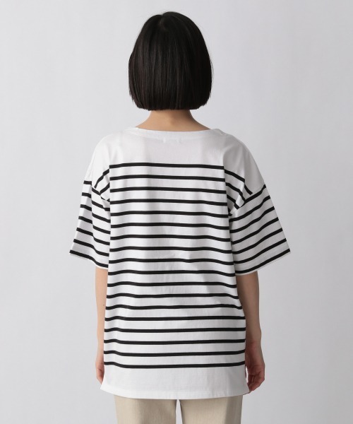 LOWRYS FARM（ローリーズファーム）の「ＵＳＡボーダーＳＳ　949103（Tシャツ/カットソー・レディース・ブラック/ネイビー/パープル/ピンク/オレンジ・FREE）」の9枚目の写真