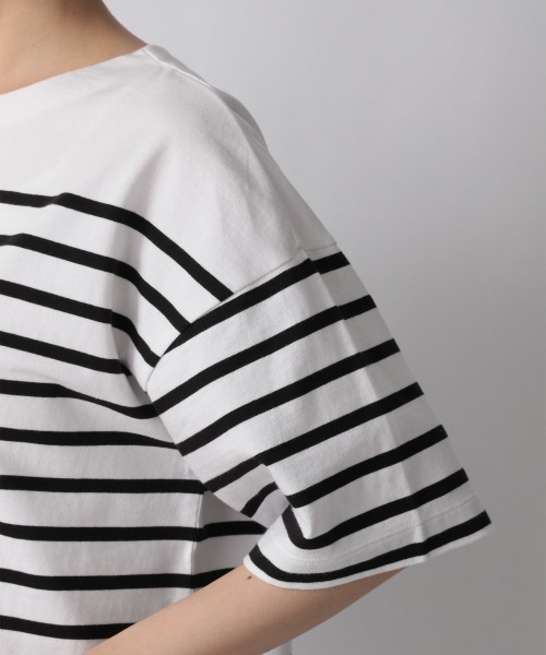 LOWRYS FARM（ローリーズファーム）の「ＵＳＡボーダーＳＳ　949103（Tシャツ/カットソー・レディース・ブラック/ネイビー/パープル/ピンク/オレンジ・FREE）」の11枚目の写真