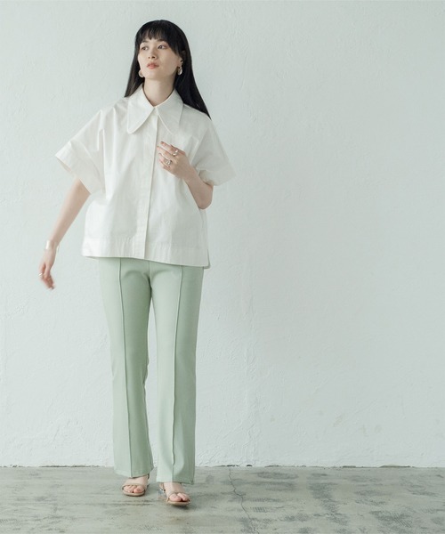 miette（ミエット）の「ﾃﾞｻﾞｲﾝｶﾗｰﾄﾞﾙﾏﾝﾜｲﾄﾞ比翼ｼｬﾂ（シャツ/ブラウス・レディース・ベージュ/ブラウン/オフホワイト・F）」の4枚目の写真