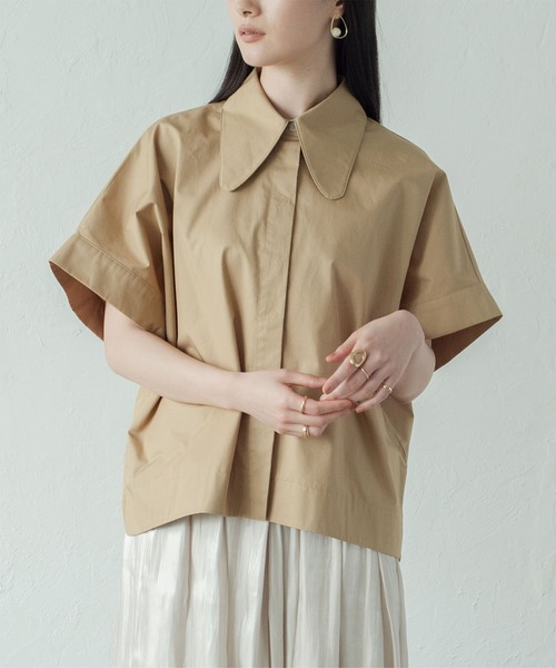 miette（ミエット）の「ﾃﾞｻﾞｲﾝｶﾗｰﾄﾞﾙﾏﾝﾜｲﾄﾞ比翼ｼｬﾂ（シャツ/ブラウス・レディース・ベージュ/ブラウン/オフホワイト・F）」の13枚目の写真